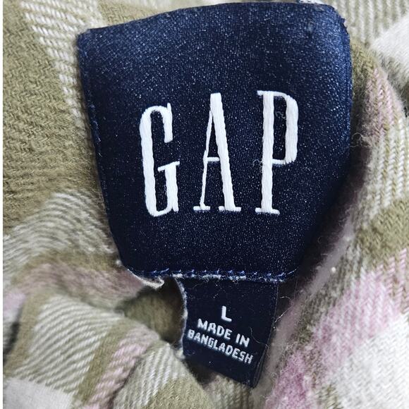 Gap Cotton Green Plaid Button Up Size Large - Picture 3 of 4